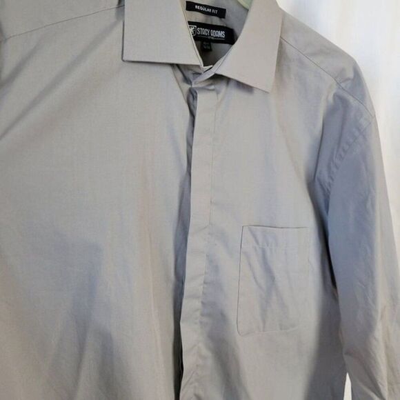 Stacy Adams 15 1/2 x 32/33 Men's Dress Shirt Gray cufflinks French Cuff - Picture 5 of 7